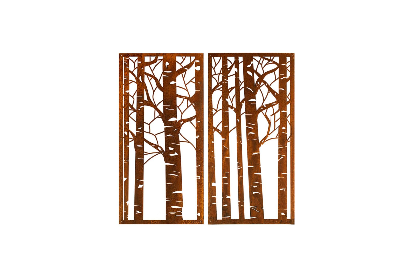 Birch Tree Forest Art Metal Privacy Screens with Birch Branches