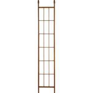 A tall wooden ladder with metal bars on top.