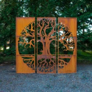 Tree of Life Metal Privacy Screen Set of 3 Metal Garden Art
