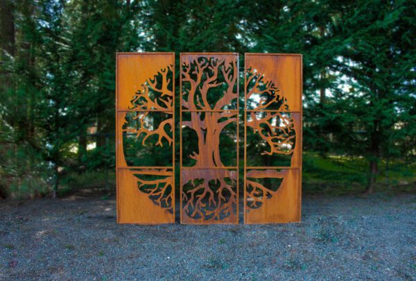 Tree of Life Metal Privacy Screen Set of 3 Metal Garden Art