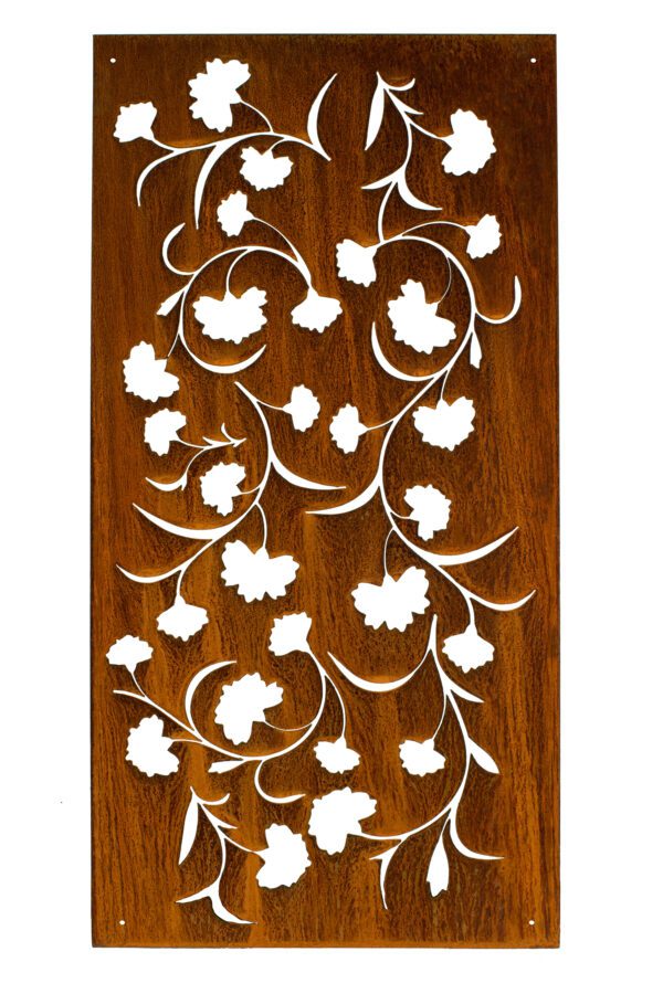 Flowers and Leaves Pattern Privacy Screen Metal Wall Art