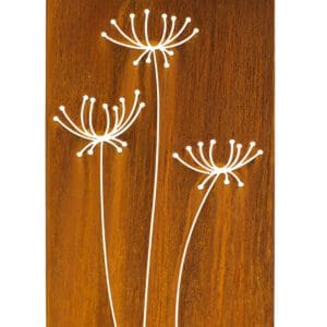 Rustic metal wall art with white dandelions