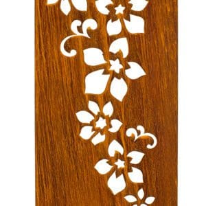A wooden board with flowers cut out of it