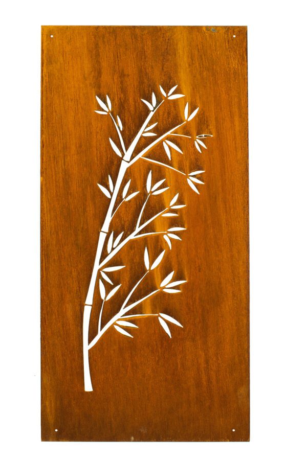 Bamboo Art With Leaves Rustic Metal Wall Art Japanese Garden