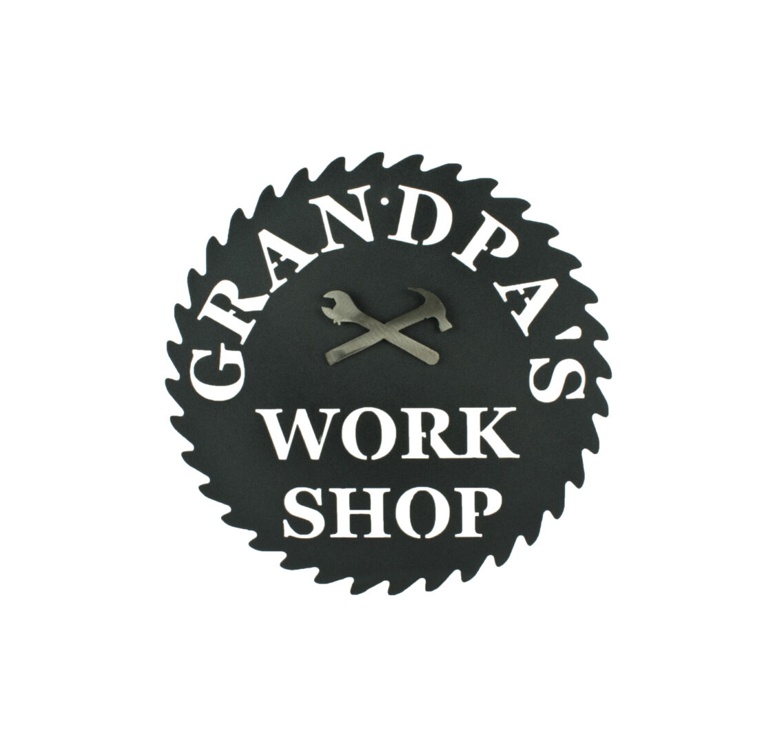 Grandpas Workshop, Saw Blade, and Hammer Sign