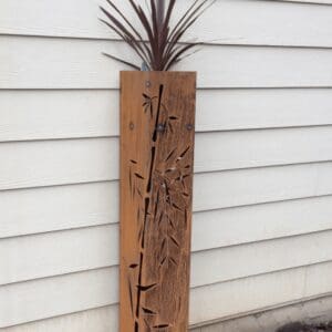 Large Metal Garden Planter With Bamboo Design