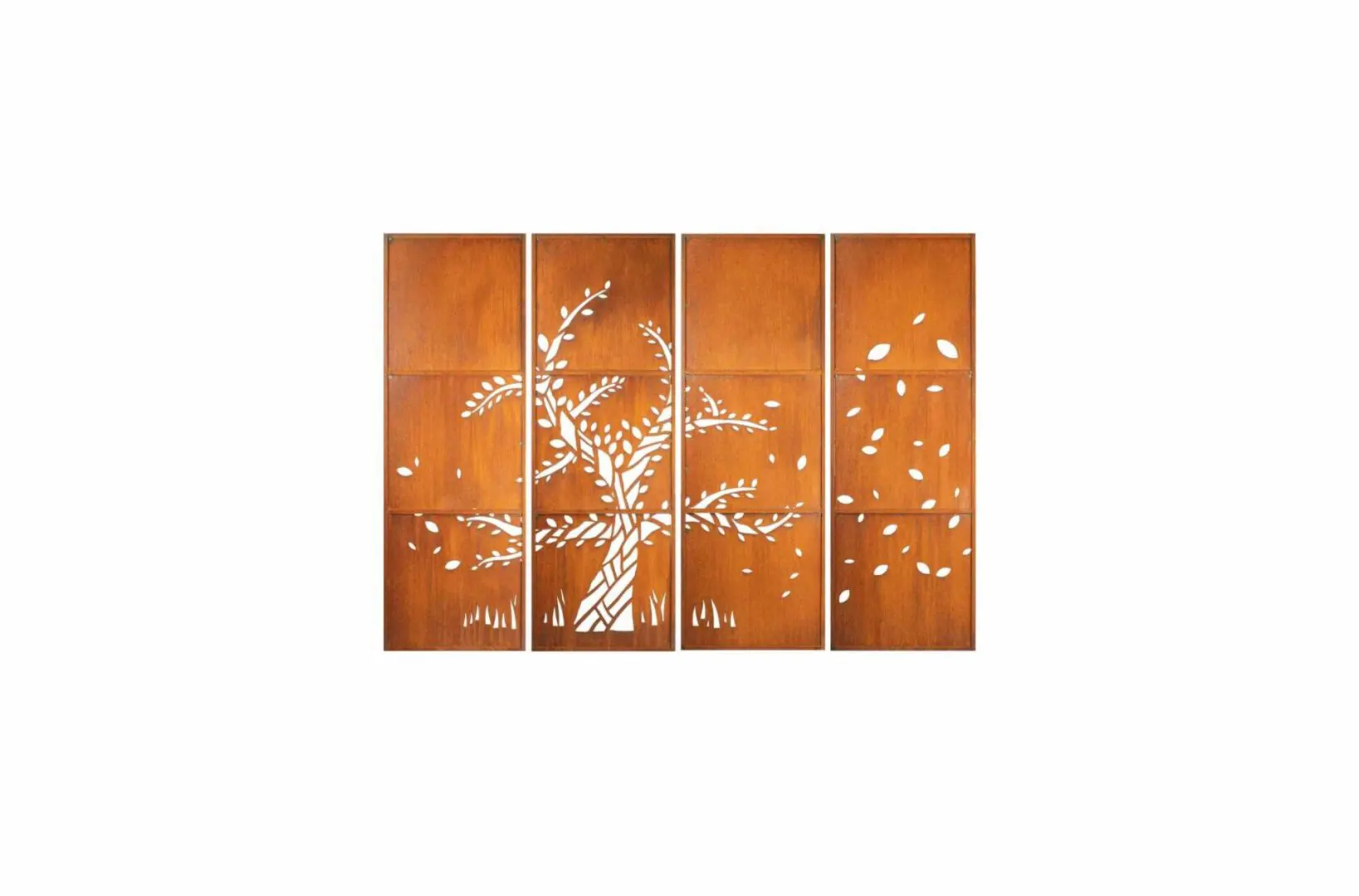 Privacy Screens, Tree, and Falling Leaves metal art