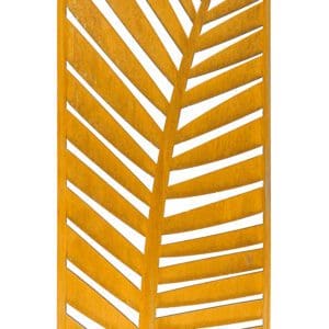 Golden decorative metal panel with leaf pattern