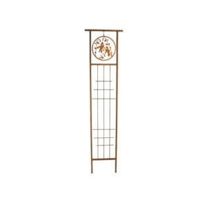 A tall metal frame with a clock on top.
