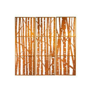 Privacy Screens Birch Trees Set of 3 Large Metal Panels