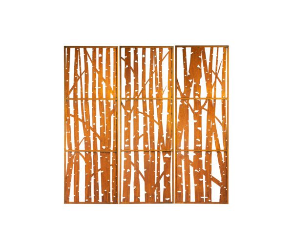 Privacy Screens Birch Trees Set of 3 Large Metal Panels