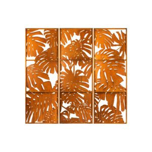 Leafy Branches of the Monstera Rusty Outdoor Privacy Screen