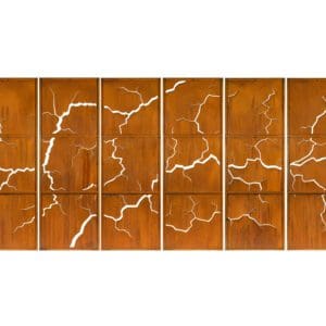 A set of six panels with lightning strikes on them.