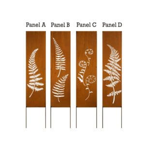 A series of four panels with different designs on them.