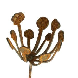 Rusted metal abstract flower sculpture