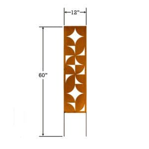 A metal fence with a design of stars and circles.