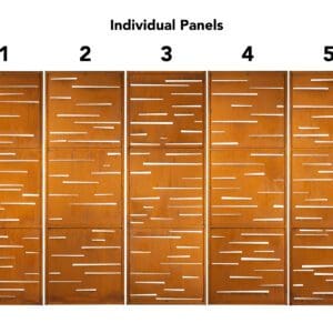 A series of five panels with different colors.