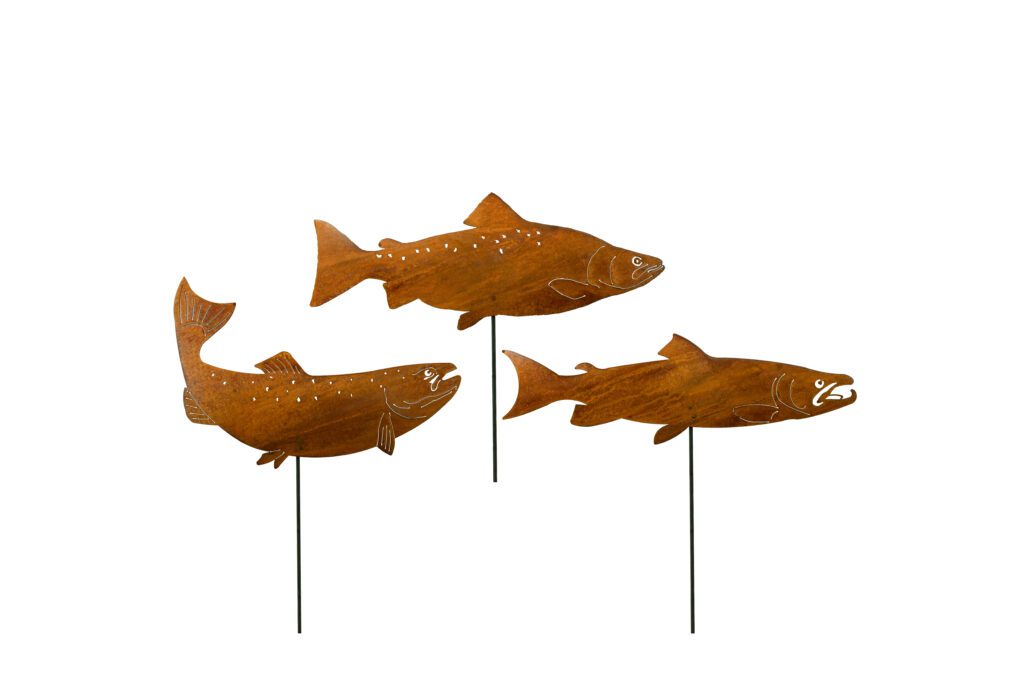 Yard Art Fish Set, Metal Fish Art, Garden Decorations Sculpture ...