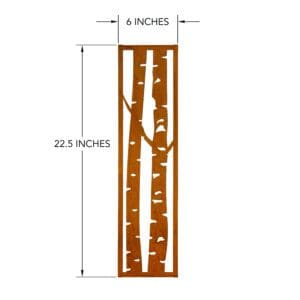 A tall wooden sign with the measurements of each side.