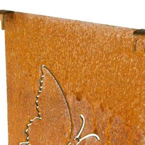 A close up of the corner of a metal sign