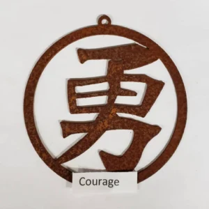 Rusty metal art piece with 